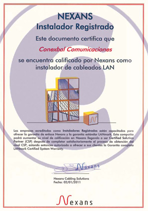 Certificación CONEXBAL - NEXANS